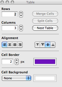 The table window will appear. Choose the number of rows and columns you want for your Table