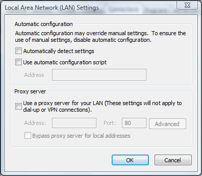 shot of the LAN setting options