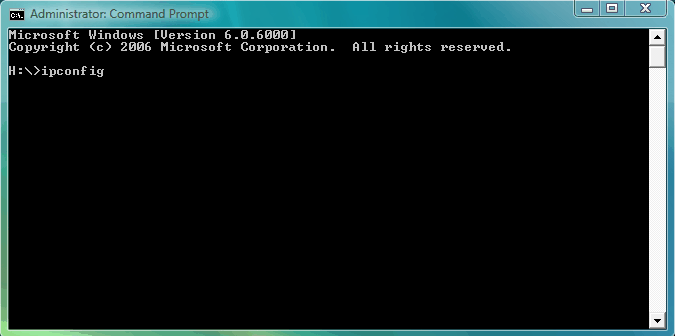 At the "Command Prompt" type in "ipconfig" then press "Enter".
