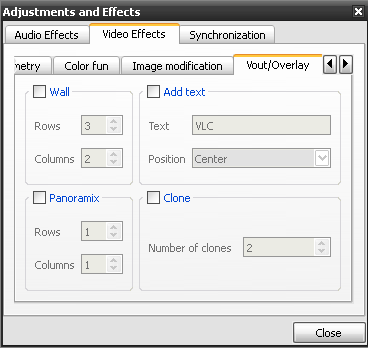 Screen shot of Wall and clone settings