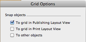 Screen shot of Grid options