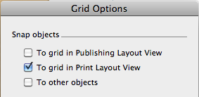 Screen shot of Grid options