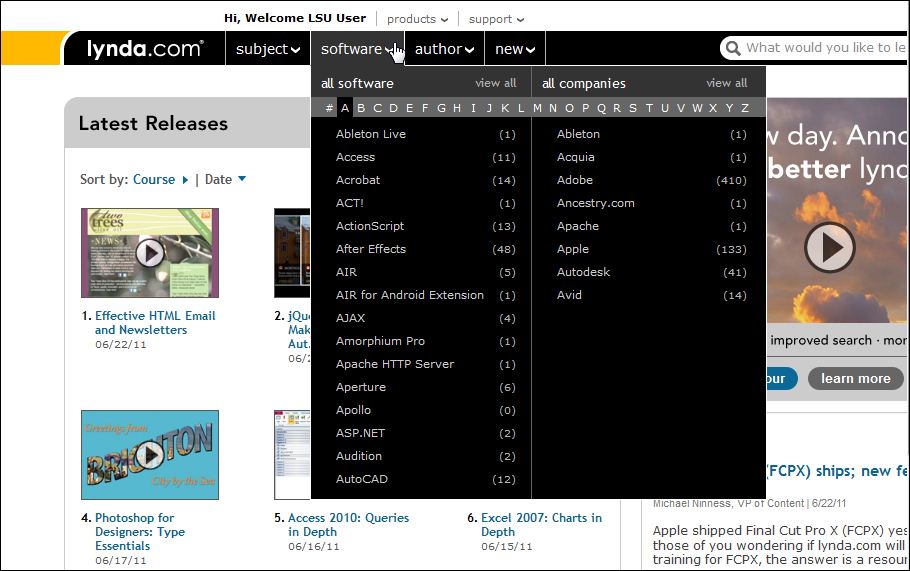 This shows the software dropdown menu.