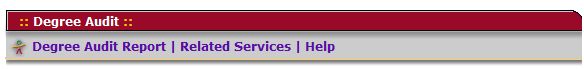 Screen shot of the degre audit task bar - help button.