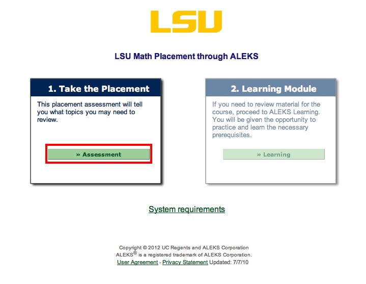 myLSU: How Do I Access ALEKS Placement Tests? - GROK Knowledge Base