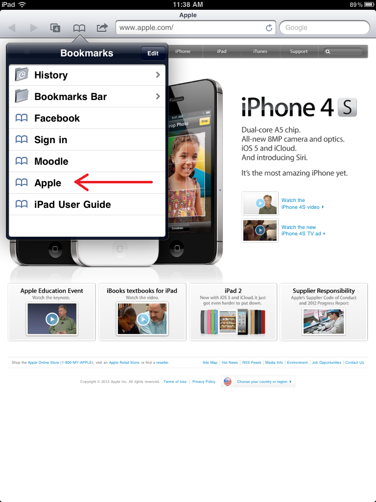 Screen shot of swipe directions