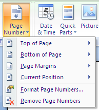 Word 2007: Add Page Number to Header and Footer