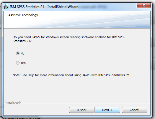 screenshot of JAWS option