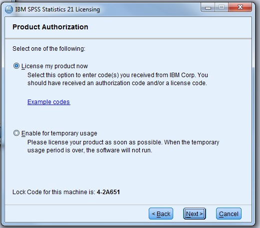 screenshot of licensing the product