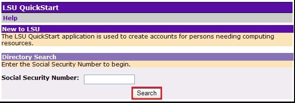 screenshot of Enter SSN, Click Search. Search highlighted.