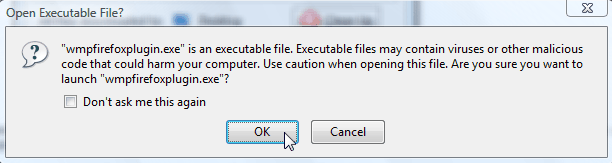 screenshot of the open executable file dialog box.