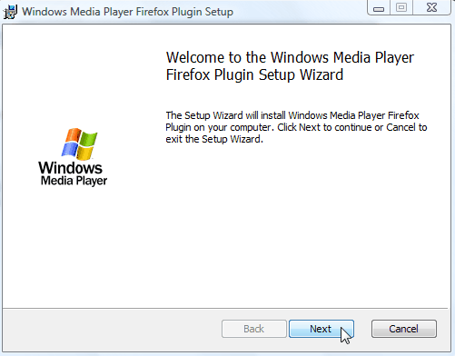 screenshot of the welcome setup window.