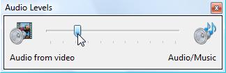 Screen shot of the audio levels slider.