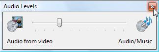 Screen shot of close button on the audio levels window.