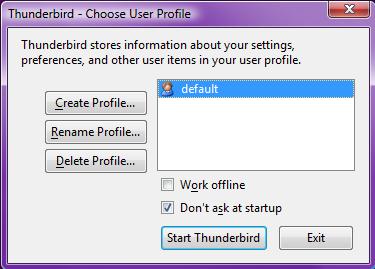 screenshot of choose user profile dialog box - create profile command.