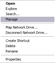 screenshot of the my computer manage