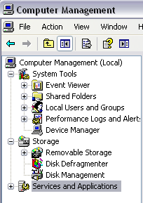 screenshot of the my computer manage