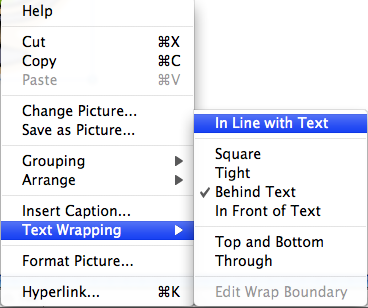 Screenshot of text wrapping