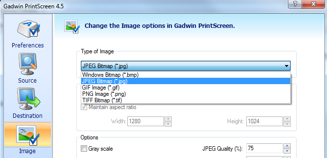 screenshot of gadwin printscreen