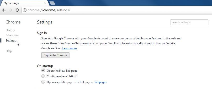 screenshot of the settings page.