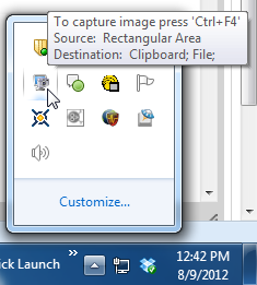 screenshot of system tray, select Gadwin Printscreen