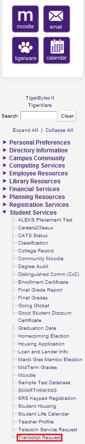 myLSU Portal: Transcript Request - GROK Knowledge Base