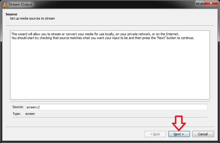 screenshot of stream output window