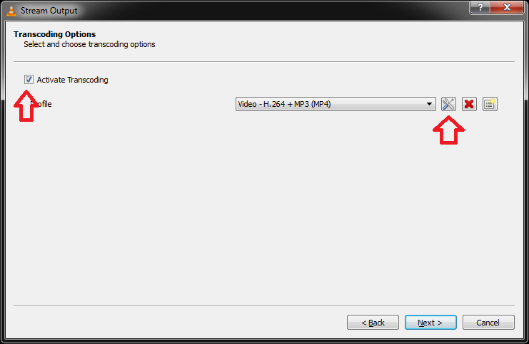screenshot of transcoding screen