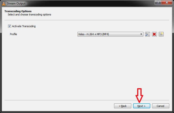 screenshot of the stream output window