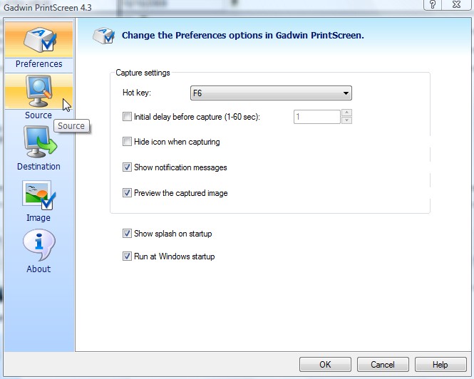 screenshot of gadwin PrintScreen, select Source