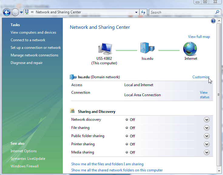The user should select the Customize button on right to be able to change between a public or private network