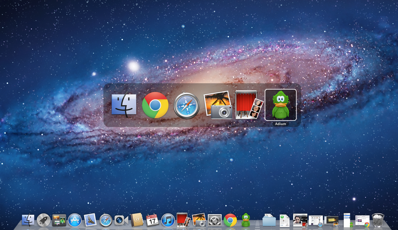 Screen shot of switching applications