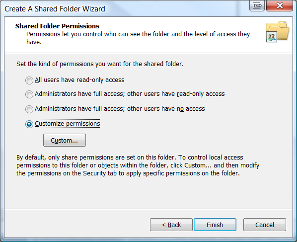 Create A Shared Folder Wizard