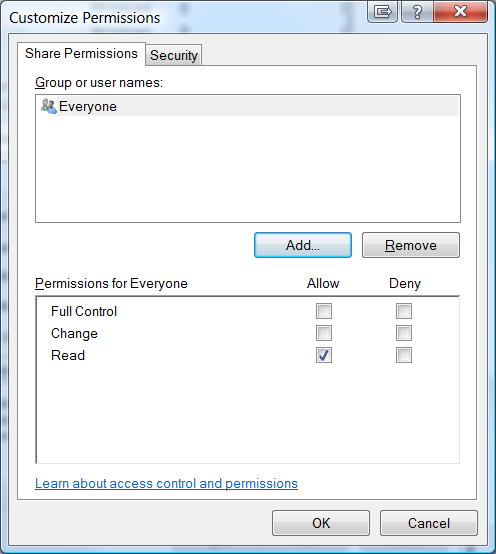 Customize Permissions tab