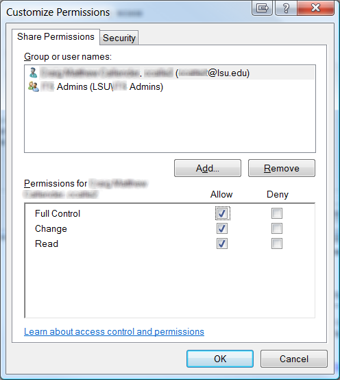 Customize Permissions tab