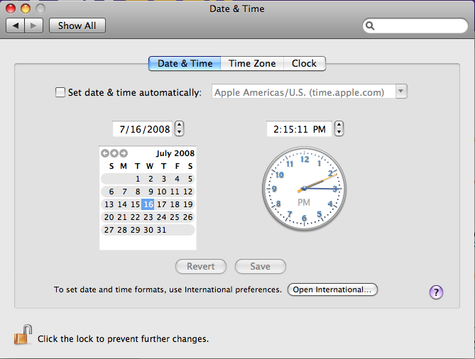 Date & Time tab.
