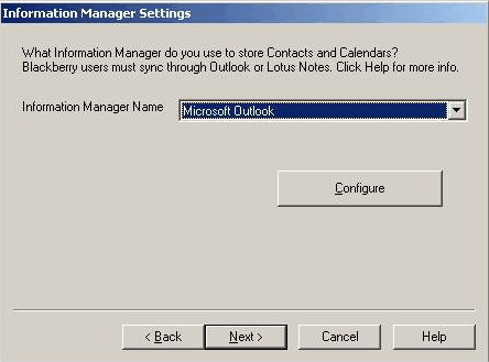Information Manager Settings tab.