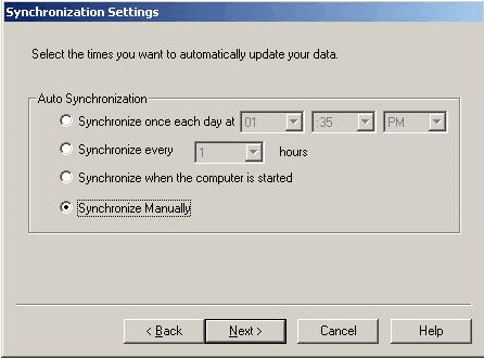 Synchronization Settings tab.