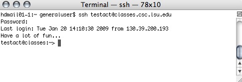 a successful SSH communication
