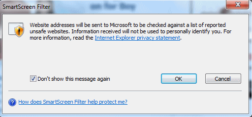 Phishing Filter Windows Vista