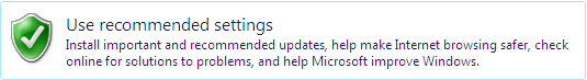 Use recommended settings option