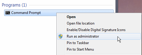 run as administrator command.
