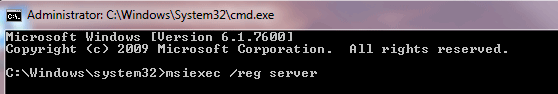 msiexec/regserver