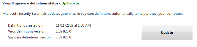 the update button at the left of the update section.