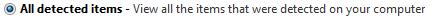 the all detected items button.