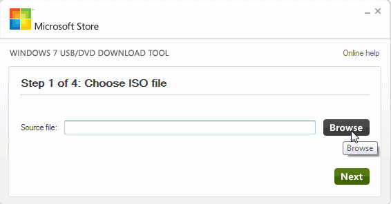 the browse button to chose iso location