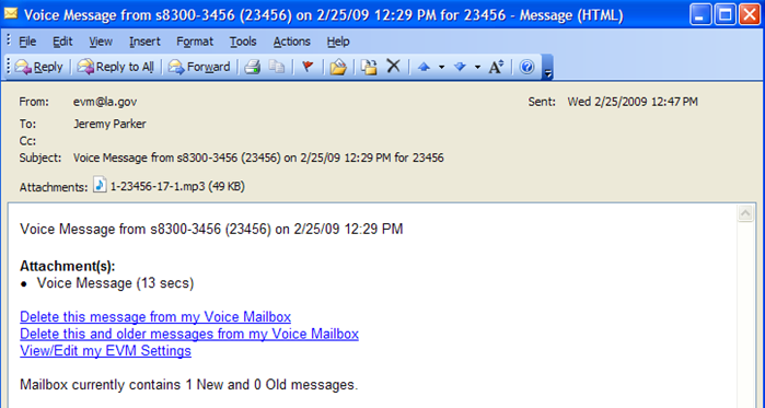a Sample email delivered from EVM.