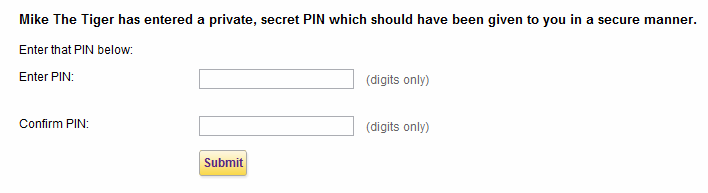 submit pin screen.