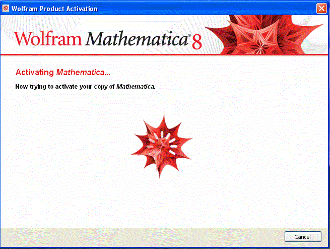 Mathematica 8 activation screen