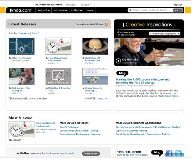 Navigating the Lynda website by Release Date